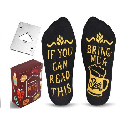 Cavertin Novelty Beer Socks and Bottle Opener, Fathers Day Beer Gifts for Men
