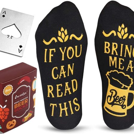 Cavertin Novelty Beer Socks and Bottle Opener, Fathers Day Beer Gifts for Men