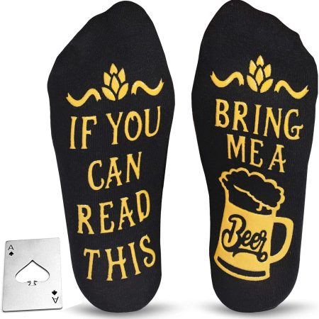 Cavertin Novelty Beer Socks and Bottle Opener, Fathers Day Beer Gifts for Men