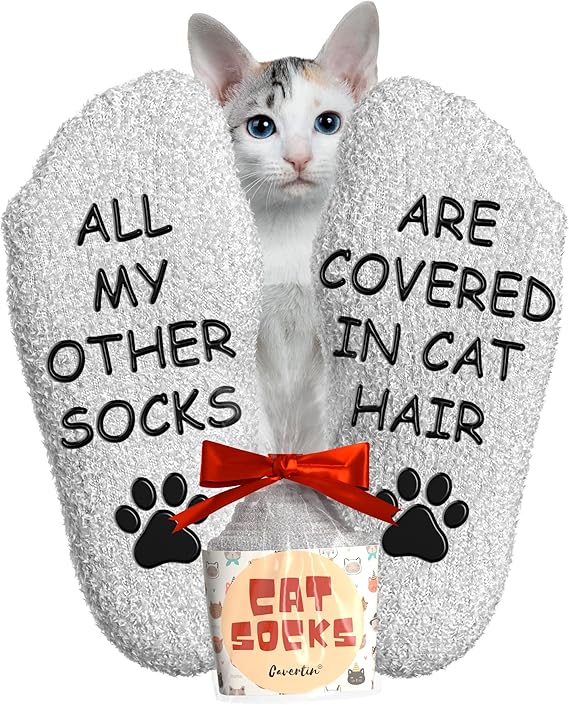 Cavertin Fuzzy Cat Socks with Gift Packaging